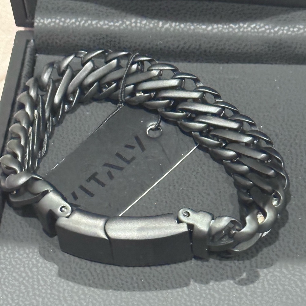 VITALY BRACELET MATTE BLACK- STAINLESS STEEL 7.5 inch NIB